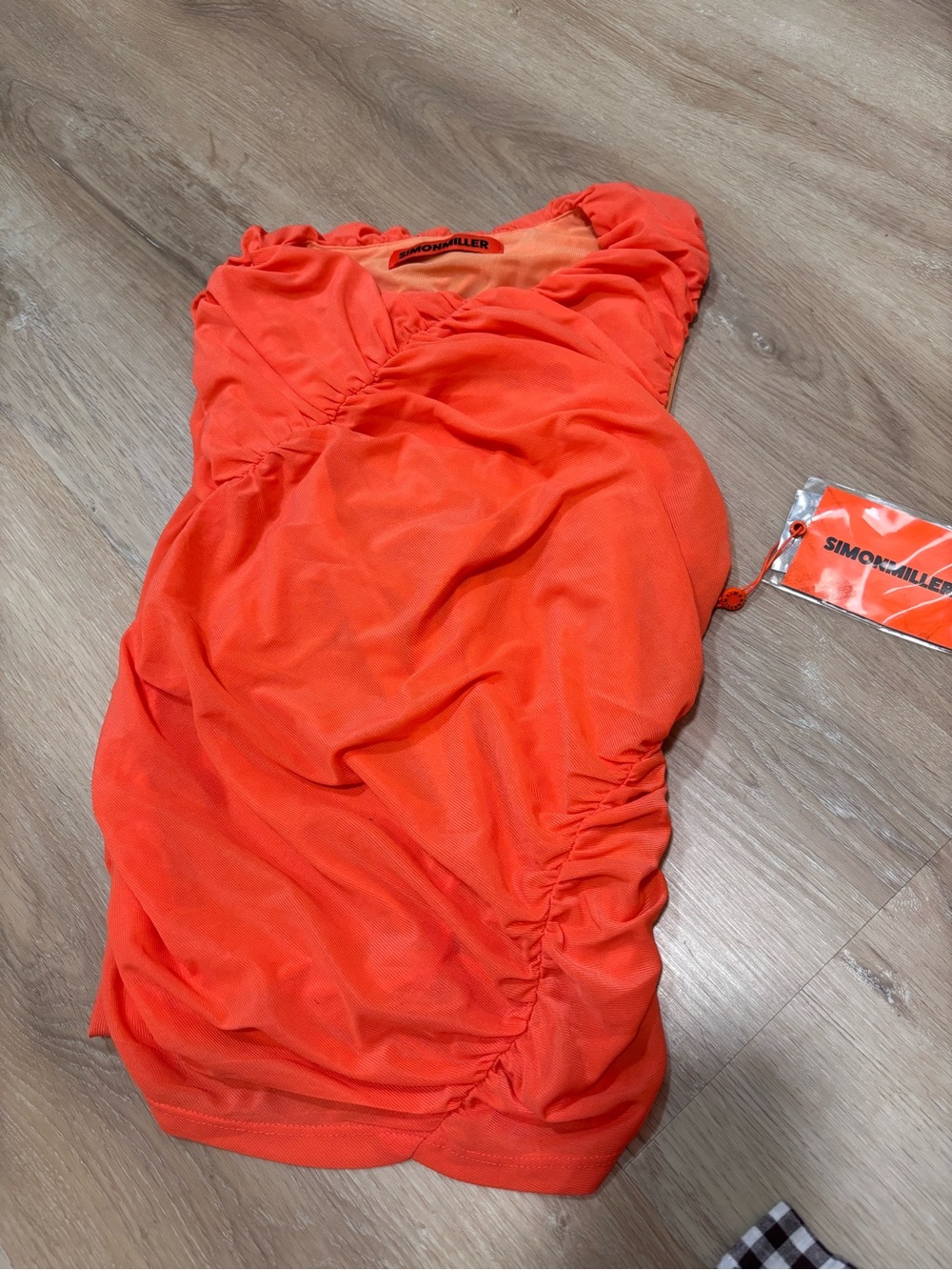 NWT SIMON MILLER Orange Ruched Women's Top size L